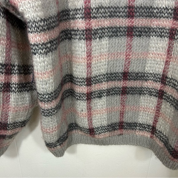 Vintage Premier Moda Mohair Plaid Grey Womens Sweater Size Large - Picture 2 of 7